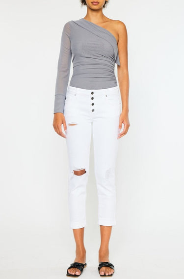 Kancan - Women's Dark Wash Five Pocket Button Fly mid Rise Denim Jeans - KC5118 - Final Sale-SaltTree