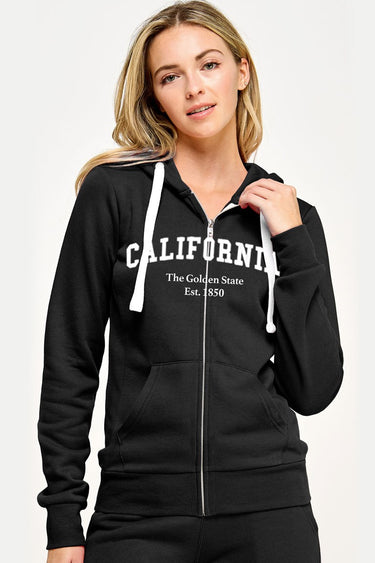 Reflex - California Embroidery Fleece Zip-Up Hoodie Jacket - JK508 - Black