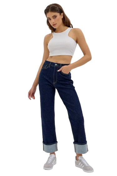 Cello Jeans - Super High Rise Dad Jeans with Cuff (28" Inseam) - AM19799-SaltTree