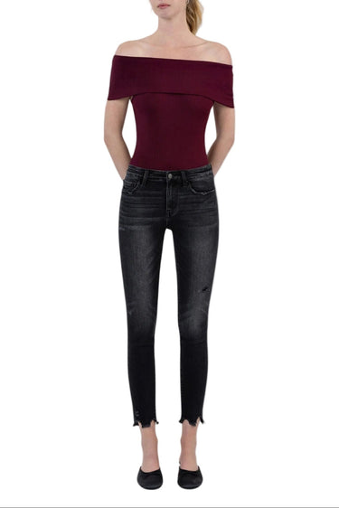 Flying Monkey - Mid Rise Cropped Skinny Jeans with Destroyed Frayed Hem (27" Inseam) - F5294-SaltTree