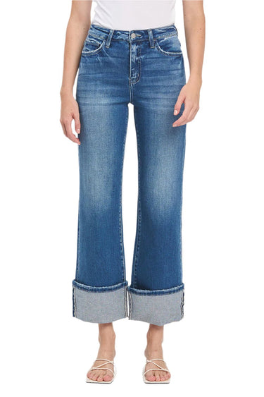 Flying Monkey - 90's Vintage Super High Rise Flare Jeans with 5" Cuffed Hem (28" Inseam) - F5827-SaltTree