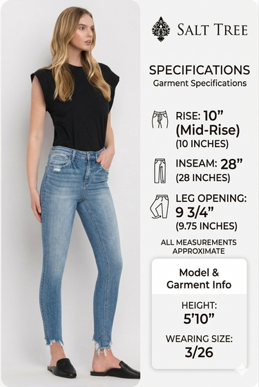Flying Monkey - High Rise Ankle Skinny Jeans with Distressed Step Hem (28" Inseam) - F4750-SaltTree
