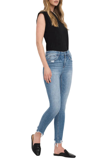 Flying Monkey - High Rise Ankle Skinny Jeans with Distressed Step Hem (28" Inseam) - F4750-SaltTree
