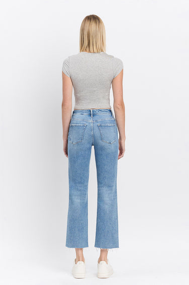 Flying Monkey - High Rise Ankle Straight Jeans with Distressed Raw Hem (28" Inseam) - F5866-SaltTree