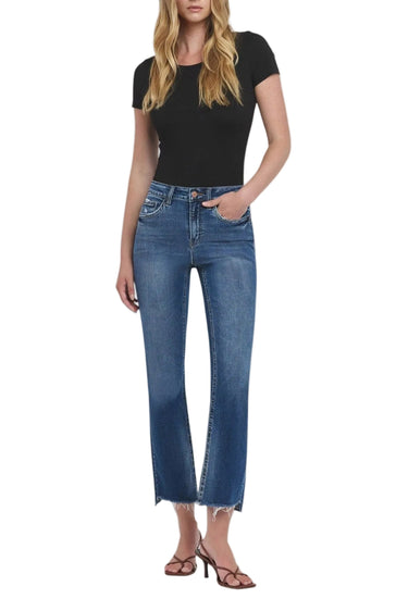 Flying Monkey- High Rise Cropped Flare Jeans With Step Hemline (27" Inseam) - F5245-SaltTree