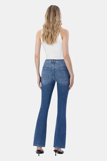 Flying Monkey - High Rise Distressed Bootcut Jeans with Knee Rip Detail (32" Full Length) - F4847N-SaltTree