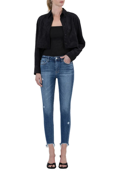 Flying Monkey - High Rise Distressed Skinny Jeans with Frayed Hem (27.25" Inseam) - F5238-SaltTree