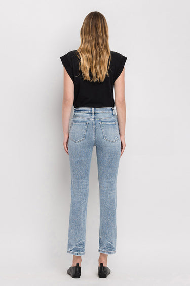 Flying Monkey - High Rise Slim Straight Jeans In Cool Light Wash (27" Ankle Length) - F5168-SaltTree