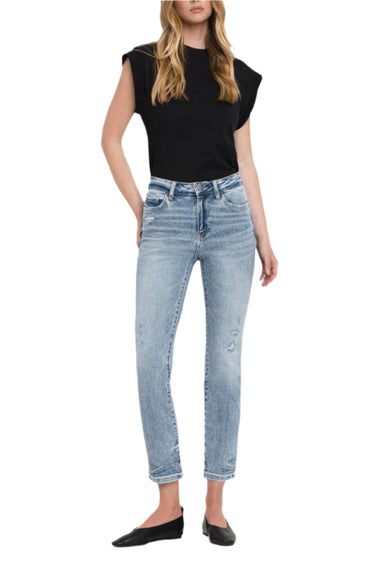 Flying Monkey - High Rise Slim Straight Jeans In Cool Light Wash (27" Ankle Length) - F5168-SaltTree