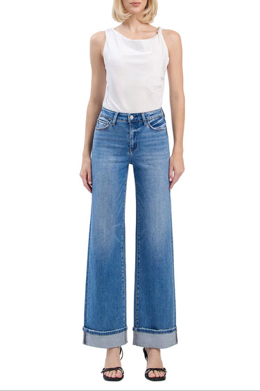 Flying Monkey - High Rise Wide Leg Jeans with 3" Single Cuffed Hem (31" Full Length) - F5998-SaltTree