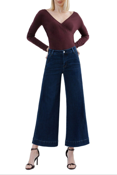 Flying Monkey Jeans - High Rise Ankle Wide Leg Jeans in Deep Indigo (28" Inseam) - F5923-SaltTree