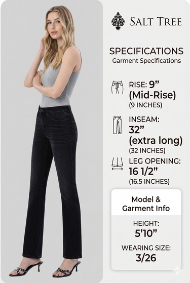 Flying Monkey - Mid-Rise Bootcut Jeans in Sleek Vintage Black (32" Inseam) - F5291-SaltTree