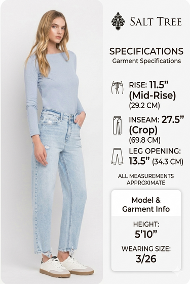 Flying Monkey - Super High Rise Barrel Leg Jeans with Distressed Hem (27.5" Inseam) - F5677-SaltTree