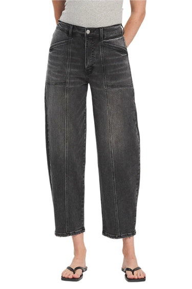 Flying Monkey - Super High Rise Panel Detail Barrel Jeans (27.5" Inseam) - F5880-SaltTree