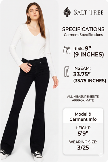 Kancan - Mid Rise Flare Black Jeans (33.75" Inseam) - KC6102BK