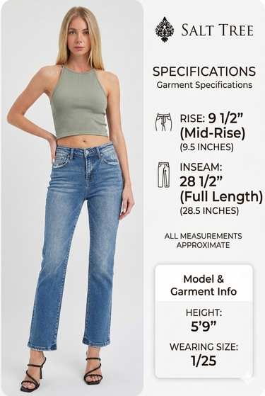 Risen Jeans - Mid-Rise Straight Leg Jeans in Vintage Indigo (28.5" Inseam) - RDP5302RT