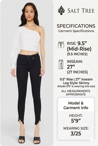 Kancan - Women's High Rise Hem Detail Skinny Jeans - KC7267