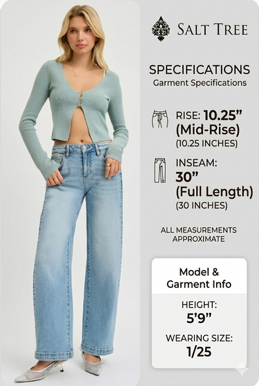 Risen Jeans - Mid-Rise Fit Wide & Barrel Transferable Leg Jeans (30" Inseam) - PW21255
