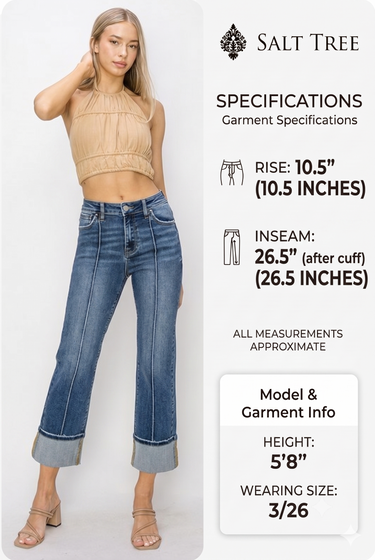 Risen Jeans - High Rise Straight Cuffed Jeans (26.5" Inseam) - RDP5723