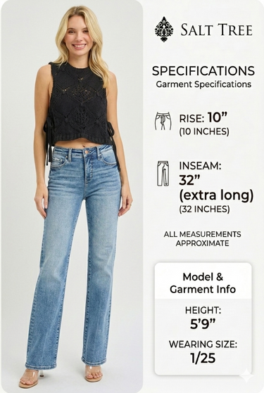 Risen Jeans - Tummy Control High Rise Straight Jeans (32" Inseam) - PS21354