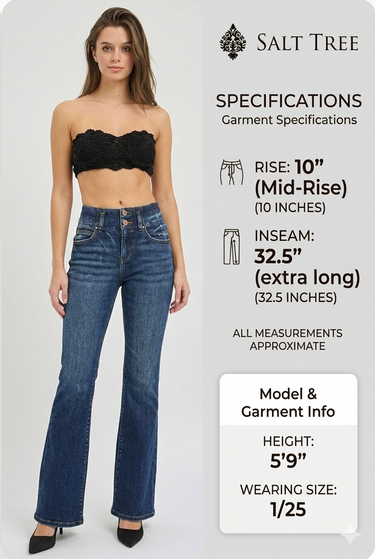Risen Jeans - High-Rise Flare Jeans with Seam Detail Waistband (32.5" Inseam) - PF21561