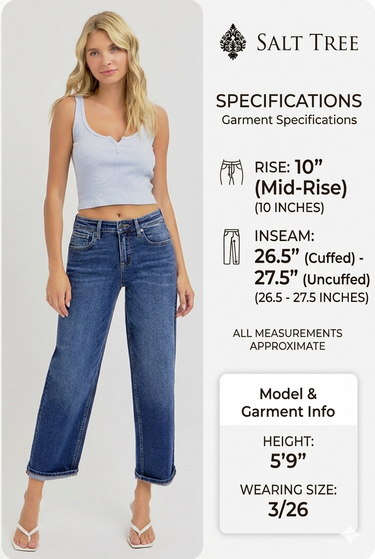 Risen Jeans - High Rise Cropped Boyfriend Jeans with Versatile Cuffed Hem (26.5" Inseam) - RDP5976