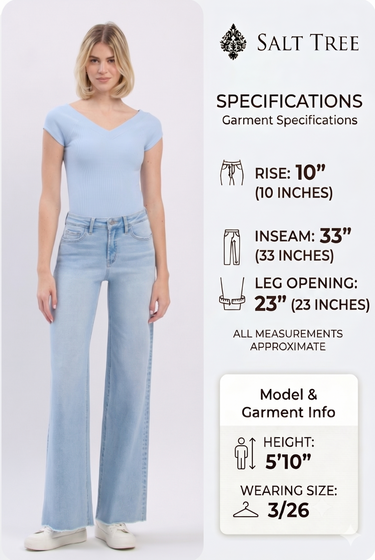 Vervet - High Rise Raw Hem Wide Leg Jeans (33" Inseam) - T6688