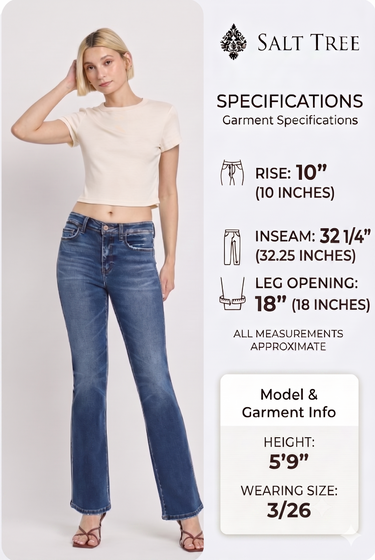 Vervet - High Rise Full Length Bootcut Jeans (32.25" Inseam) - T6137
