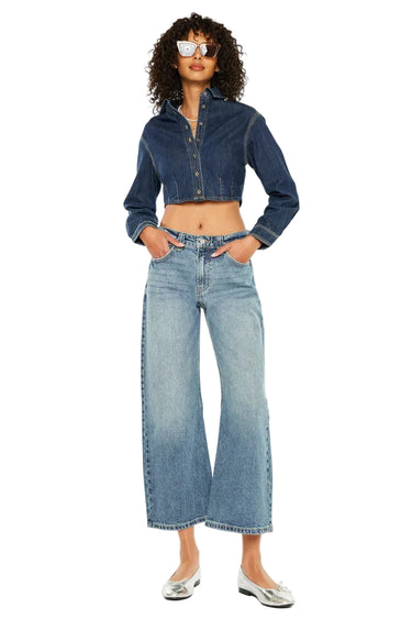 Kancan - Daliah Mid Rise Loose Barrel Jeans (26.5" Inseam) - KC2594M-SaltTree