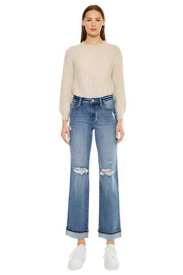 Kancan - Carrie Mid-Rise True Straight Leg Jeans (29" Inseam) - KC20064M-SaltTree