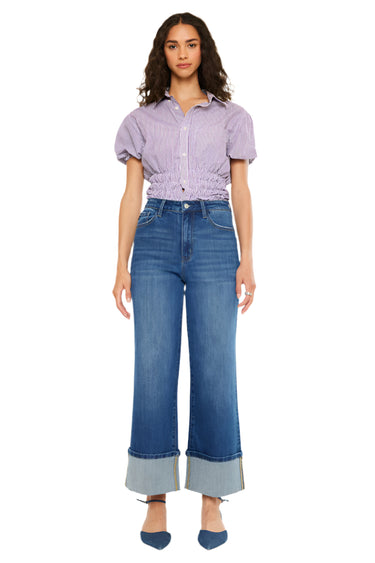Kancan - Delia High-Rise Crop Wide-Leg Jeans (27" Cuffed Inseam) - KC20091D-SaltTree