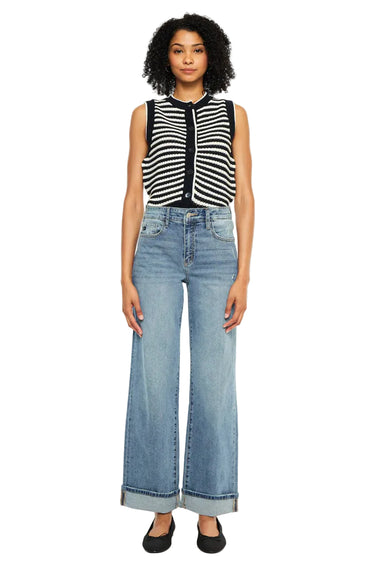 Kancan Essentials - Bellen High Rise Wide Jeans (30" Inseam) - KC20104M-SaltTree