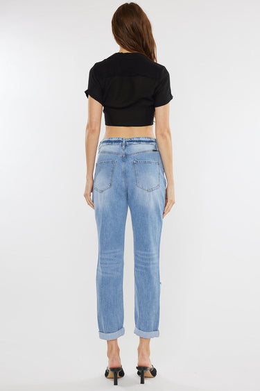 Kancan - High-Rise Relaxed Tapered Mom Jeans in Rigid Light Wash (25.5" Inseam) - KC8579L-NV-SaltTree