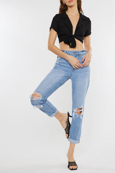 Kancan - High-Rise Relaxed Tapered Mom Jeans in Rigid Light Wash (25.5" Inseam) - KC8579L-NV-SaltTree