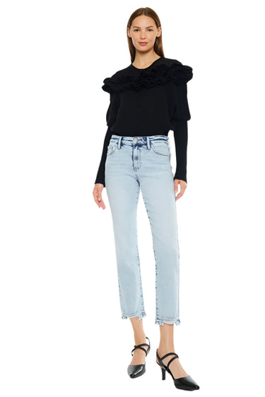 Kancan - Mid-Rise Cropped Straight Leg Jeans (27" Inseam) - KC20063M-SaltTree