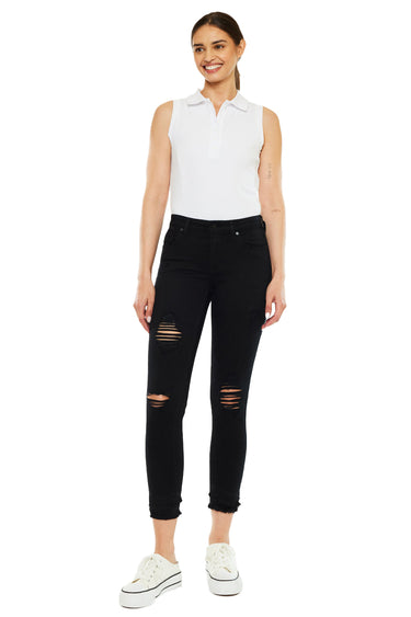 Kancan - Mid-Rise Fringe Ankle Skinny Jeans (27" Inseam) - kc6204 ST - Final Sale-SaltTree