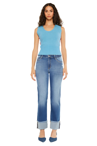Kancan - Quin High-Rise Straight Jeans (28" Cuffed Inseam) - KC20093M-SaltTree