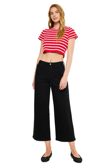Kancan - Shea High-Rise Cropped Wide-Leg Jeans (26.5" Inseam) - KC20103BK-SaltTree