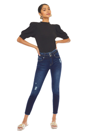 Kancan - Women's HIGH Waist Ankle Length Two Button Jeans - KC7317-SaltTree
