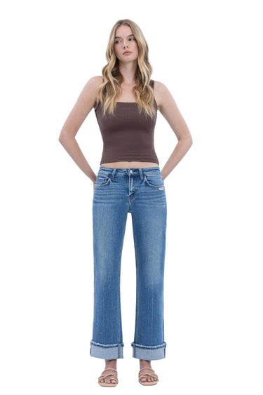 Vervet - Mid Rise Cuffed Ankle Slim Wide Jeans (28" Inseam) - LV1948-SaltTree
