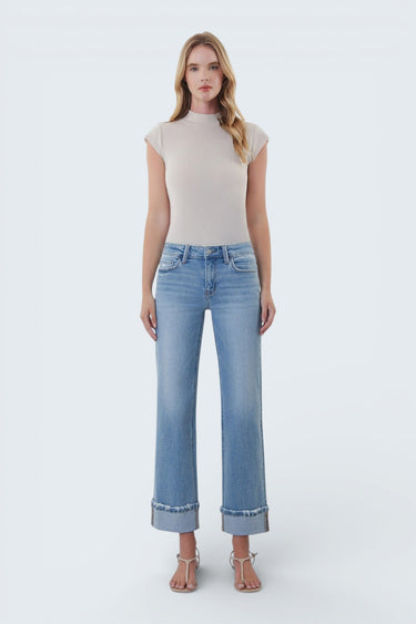 Vervet - Mid Rise Slim Wide Cuffed Distressed Jeans (28" Inseam) - LV2181-SaltTree