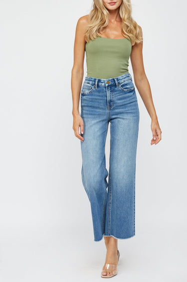 Mica Denim - Festival Stretch Super High Rise Wide Leg Jeans (29" Inseam) - MDE-W182-SaltTree