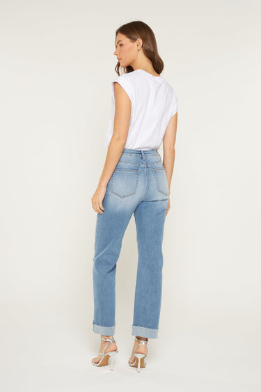 Mica Denim - High-Rise Straight Leg Tummy Tuck Jeans with Folded Hem (29"/31" Inseam) - MTT-T3286-SaltTree