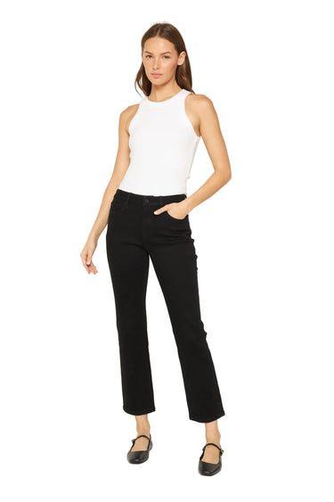 Mica Denim - Mid-Rise Ankle Straight Jeans - Solid Black (28" Inseam) - MDP-T598BLK-SaltTree