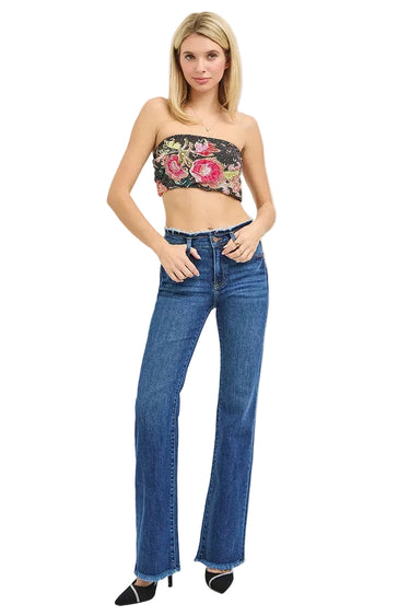 Risen Jean - Mid-Rise Bootcut Jeans with Frayed Waistband and Hem Detail (32.5" Inseam) - PB21475-SaltTree