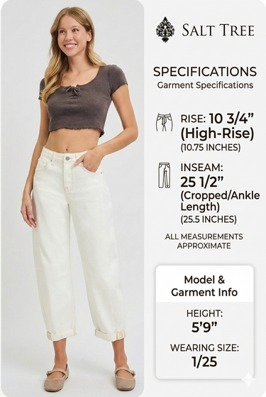 Risen Jeans - High-Rise Barrel Leg Jeans with Adjustable Cuff (25.5" Inseam) - RDP5933