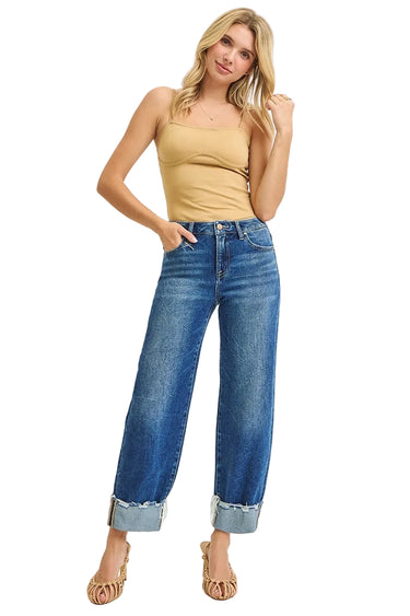 Risen Jeans - High Rise Crop Boyfriend Cuffed Jeans (27.5" Inseam) - PGA21295-SaltTree