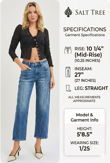 Risen Jeans - High Rise Crop Straight Jeans (27" Inseam) - PSC21394