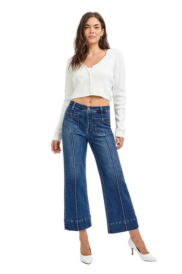 Risen Jeans - High Rise Crop Wide Leg Front Pintuck (27" Inseam) - PWC21009-SaltTree