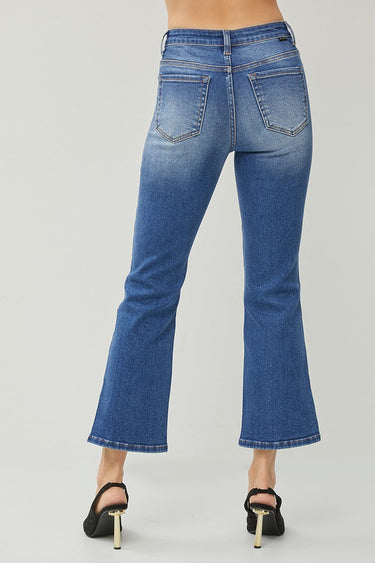 Risen Jeans - High Rise Cropped Bootcut Jeans with Side Slit Detail (27" Inseam) - RDP5618-SaltTree
